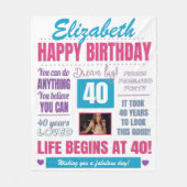 40e verjaardag Gepersonaliseerde foto Fleece Deken (Voorkant)