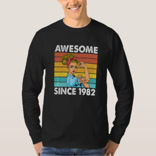 40e Verjaardag Geweldige Sinds 1982 Meisje Regenbo T-shirt