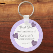 40e verjaardag Gift Paars Hearts Sleutelhanger (Voorkant)