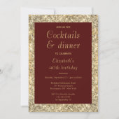 40e verjaardag Glam Burgundy Gold Kaart (Voorkant)