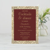 40e verjaardag Glam Burgundy Gold Kaart (Staand voorkant)
