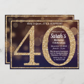 40e verjaardag glitter mijlpaal uitnodiging (Voorkant / Achterkant)