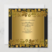 40e verjaardag Gold Black Floral Kaart (Achterkant)