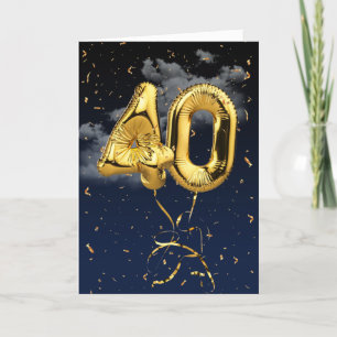 40e verjaardag Gold Mylar ballon en Confetti Card Kaart