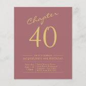 40e verjaardag Gold Pink Budget Uitnodiging Flyer (Voorkant)