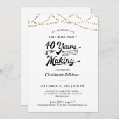 40e verjaardag Gold String Lights Kaart (Voorkant / Achterkant)