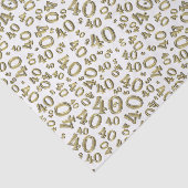 40e verjaardag Gold/White Random Number Pattern Tissuepapier (Detail)
