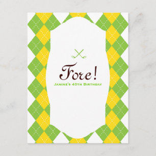 40e verjaardag Golf Party Argyle Preppy Kaart