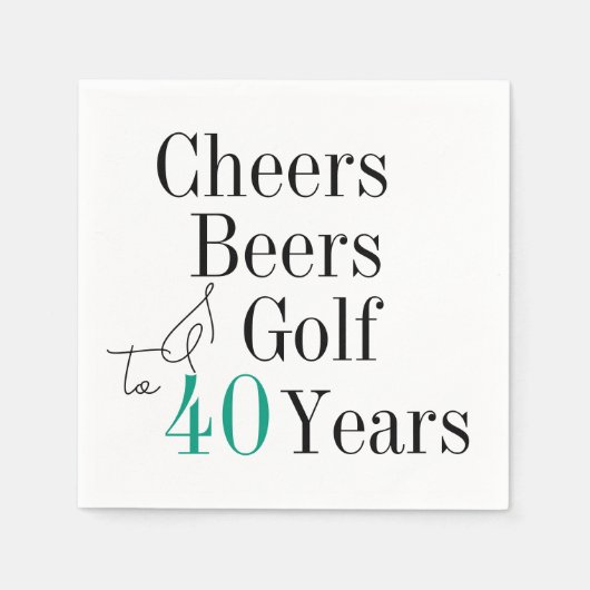 40e verjaardag Golf Proost en Beers Party Servet (Voorkant)