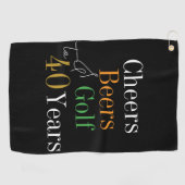 40e verjaardag Golf Proost en bieren Zwart en Goud Golfhanddoek (Horizontaal)