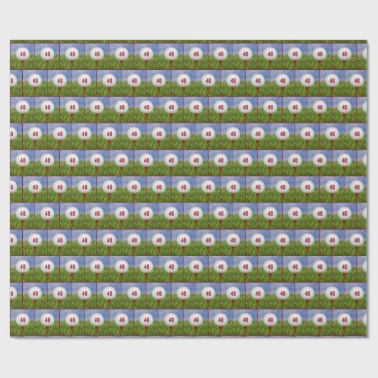 40e verjaardag Golfbal Cadeaupapier (Vlak)