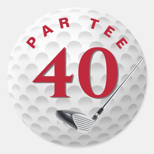 40e verjaardag golfbal Classic ronde Sticker (Voorkant)