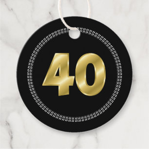 40e verjaardag goud zwart dank u veertig elegant bedankjes labels