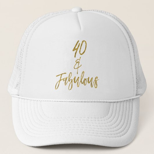 40e Verjaardag Gouden Folie en Witte Trucker Hat Trucker Pet (Voorkant)