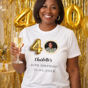 40e verjaardag gouden foto t-shirt