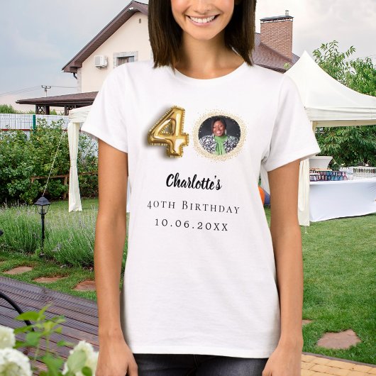 40e verjaardag gouden foto t-shirt