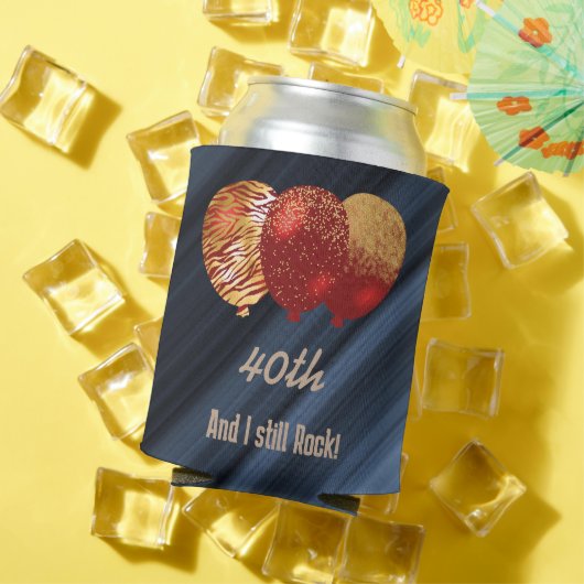 40e verjaardag & gouden glitter rode ballonnen blikjeskoeler (Insitu Zomer)