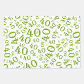40e verjaardag Groen/wit Random Number Patroon 40 Inpakpapier Vel (Voorkant 2)