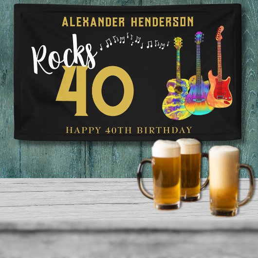 40e verjaardag Guitars Music Rocks 40 Spandoek