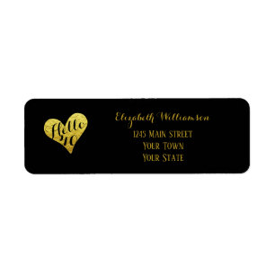 40e verjaardag Hallo 40 zwart Faux Gold Heart Etiket