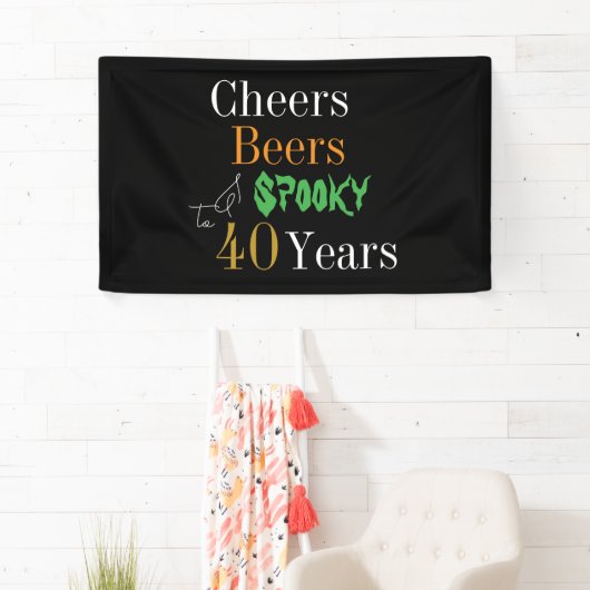 40e verjaardag Halloween Cheers Beers Spooky Party Spandoek (Insitu)