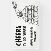 40e verjaardag Hand getrokken Champagne Vinyl Bann Spandoek (Verticaal)