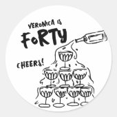 40e verjaardag Hand getrokken gunst Stickers (Voorkant)