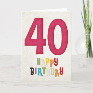 40e verjaardag Happy Birthday Kaart Design 3