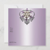 40e verjaardag Hart Zachte Mauve Paarse Parel juwe Kaart (Achterkant)