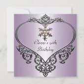 40e verjaardag Hart Zachte Mauve Paarse Parel juwe Kaart (Voorkant)