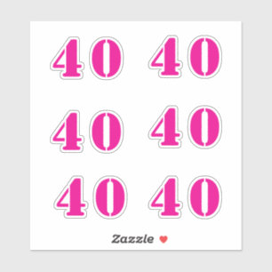 40e Verjaardag Hot Pink Nummer Veertig Custom Age Sticker