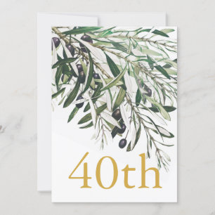 40e verjaardag Italiaanse Gouden Olijftak Elegant Kaart