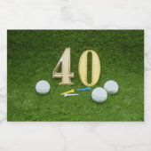 40e Verjaardag Jubileum Golfbal met t-shirt golf Sparkling Wijnetiket (Enkel label)