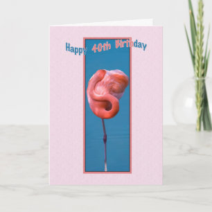 40e verjaardag Kaart met gedraaide roze flamingo