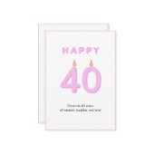 40e verjaardag Kaart Roze (Voorkant / Achterkant in situ)
