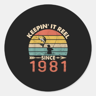40e verjaardag - Keepin Reel sinds 1981 Vist Ronde Sticker