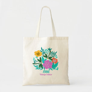 40e verjaardag kleurrijke moderne bloemrijke elega tote bag