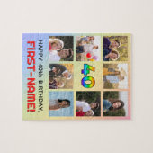 40e verjaardag: Leuke regenboog #, aangepaste naam Legpuzzel (Horizontaal)