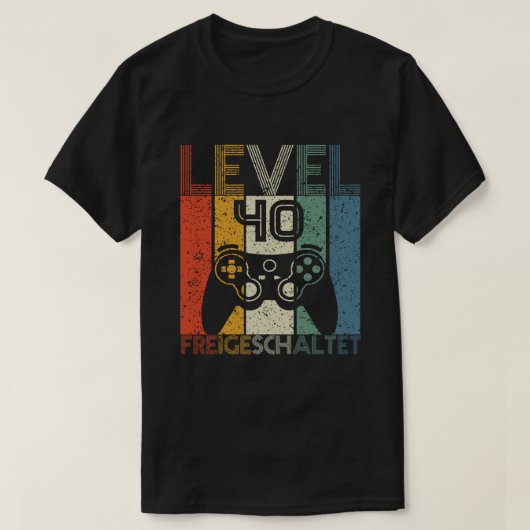 40e verjaardag - Level 40 ontgrendelde videoband T-shirt (Design voorkant)