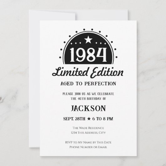 40e verjaardag Limited Edition Uitnodiging (Voorkant)