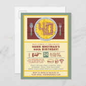 40e verjaardag Mannen Funny Bacon Thema Uitnodiging Briefkaart (Voorkant / Achterkant)