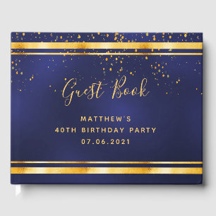 40e Verjaardag marine blauw goud confetti Gastenboek