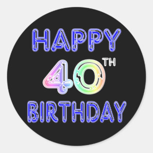 40e verjaardag met Ballon Font Ronde Sticker