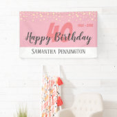 40e verjaardag met Confetti roze Spandoek (Insitu)