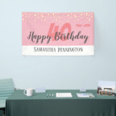 40e verjaardag met Confetti roze Spandoek (Beurs)