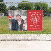 40e verjaardag met hart gepersonaliseerde foto spandoek (Insitu)