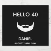 40e verjaardag met zwarte witte mannen bier etiket (Enkel label)