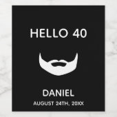 40e verjaardag met zwarte witte mannen wijn etiket (Enkel label)