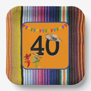 40e verjaardag Mexicaans ontwerp Papieren Bordje
