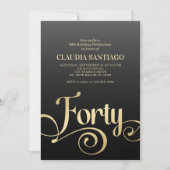 40e verjaardag Modern Script Kaart (Voorkant)